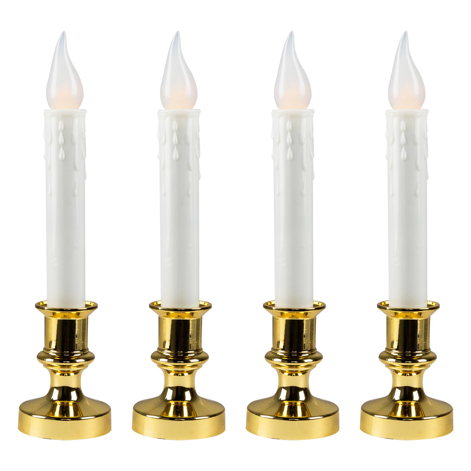 White & Gold LED C5 Flickering Window Christmas Candle Lamp With Timer